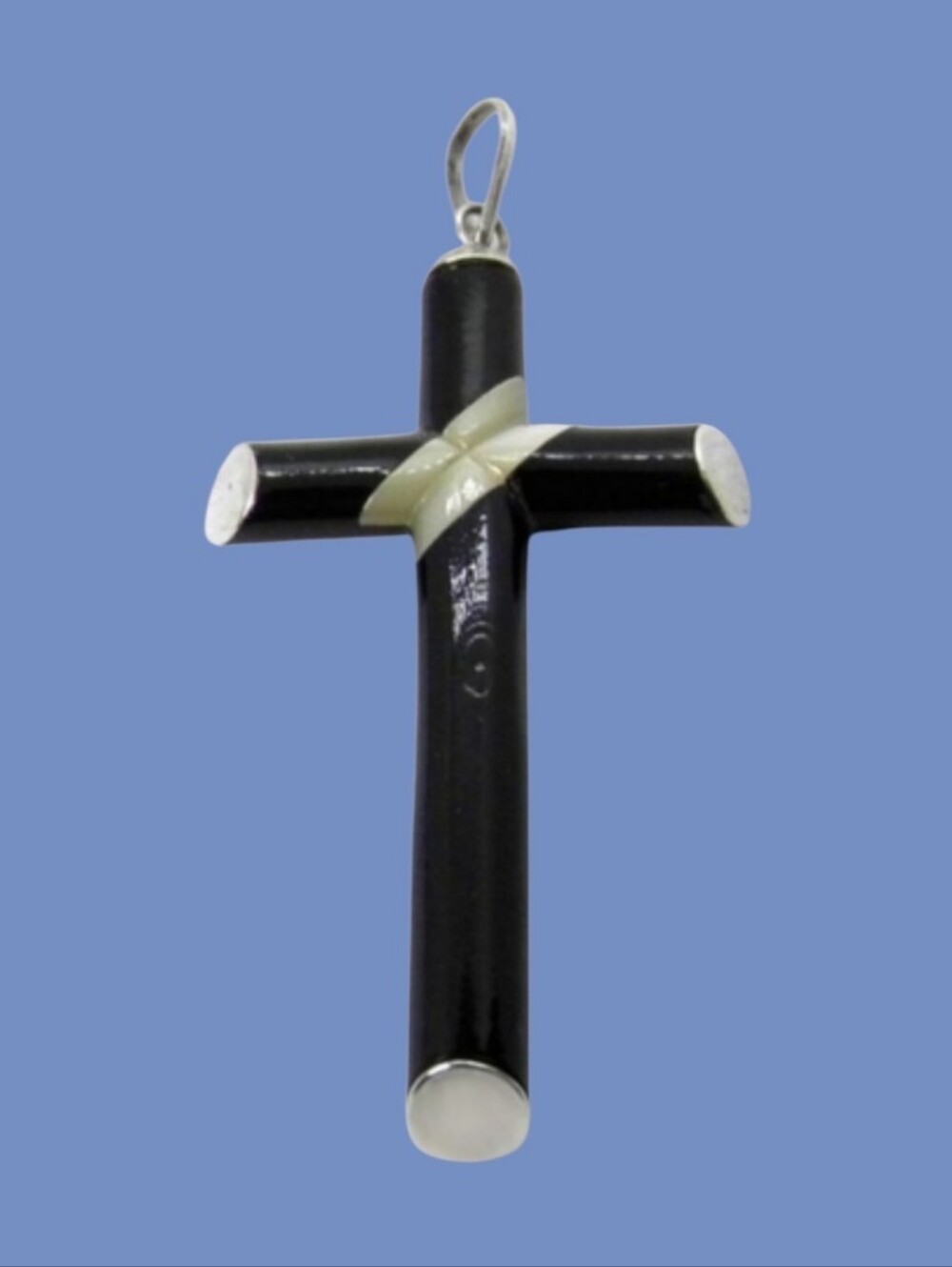 Black Coral Sterling Silver CROSS Pendant